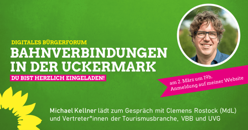 Sharepic Bürgergespräch Bahn Digitales Bürgergespräch mit Michael Kellner am 2. März
